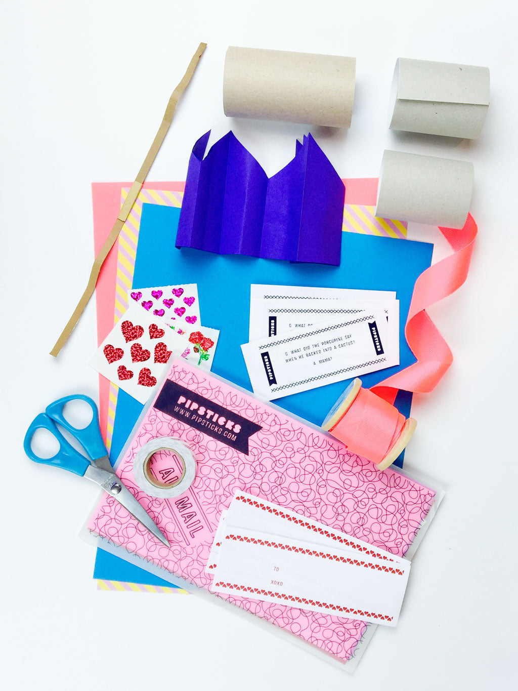 Materials for your valentine sticker cracker