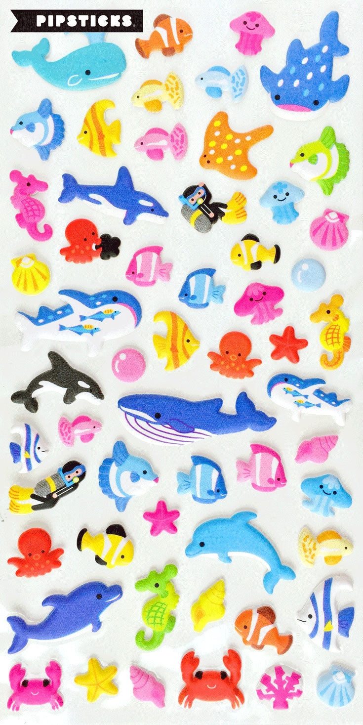 sea creature puffy stickers